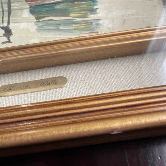 R.F Wally Original Oil Painting Of Sail Boat Signed - Picture 10 of 11